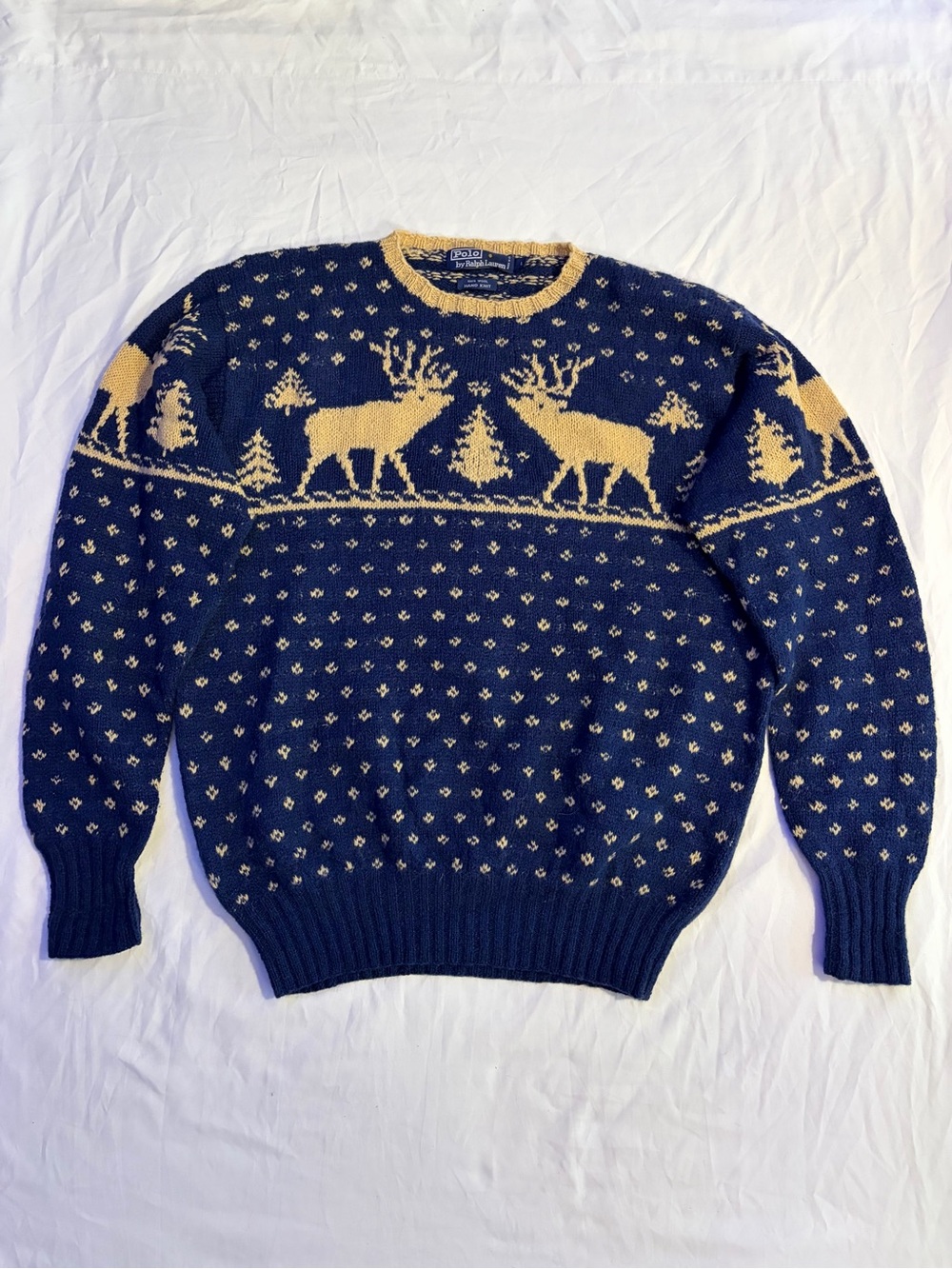 Ralph Lauren Navy & Cream Reindeer Crewneck Sweater